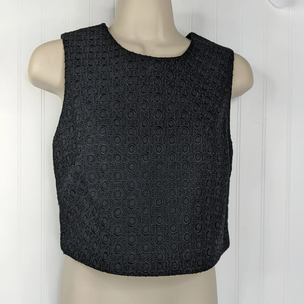 THEORY Yuranda Black Eyelet Tank Sz S - Picture 6 of 11